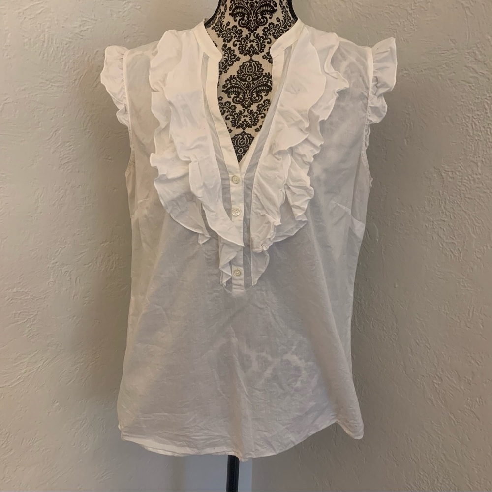 Loft short sleeve ruffle blouse